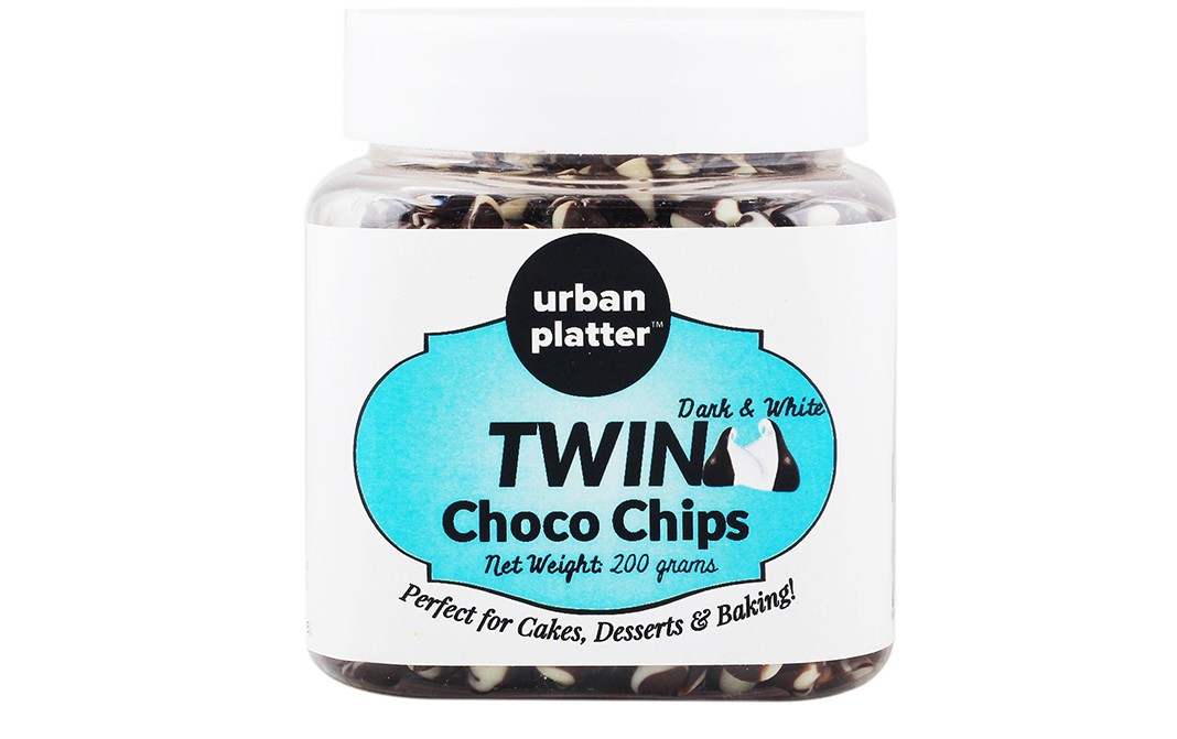 Urban Platter Dark & White Twin Choco Chips   Jar  200 grams